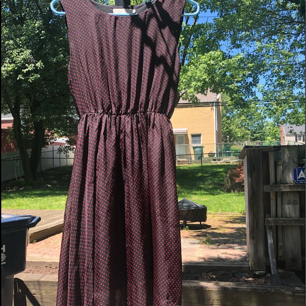 Black polkadotted dress